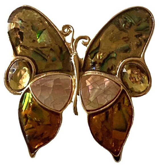Goldtone Metal shell Butterfly Brooches Enamel Rhinestones Fashion pin 2 for $10 - Picture 2 of 5